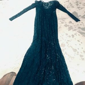 Dolce & Gabanna Green Floral Lace Dress (Gown)